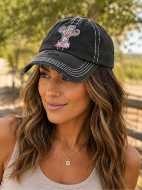 KBETHOS Vintage womens Hat with Multicolor Floral Cactus Patch